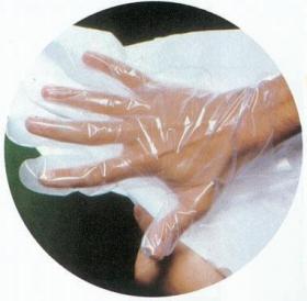 Γάντια πλαστικά-ναιλόν μ.χ λεία ή σαγρέ σε μέγεθος medium (Μ) μη αποστειρωμένα